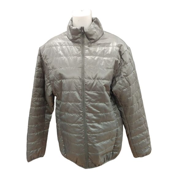 WOMEN'S GRAY WEST LOOP PACKABLE LONG SLEEVE LIGHT WEIGHT QUILTED PUFFER JACKET. - Picture 2 of 10